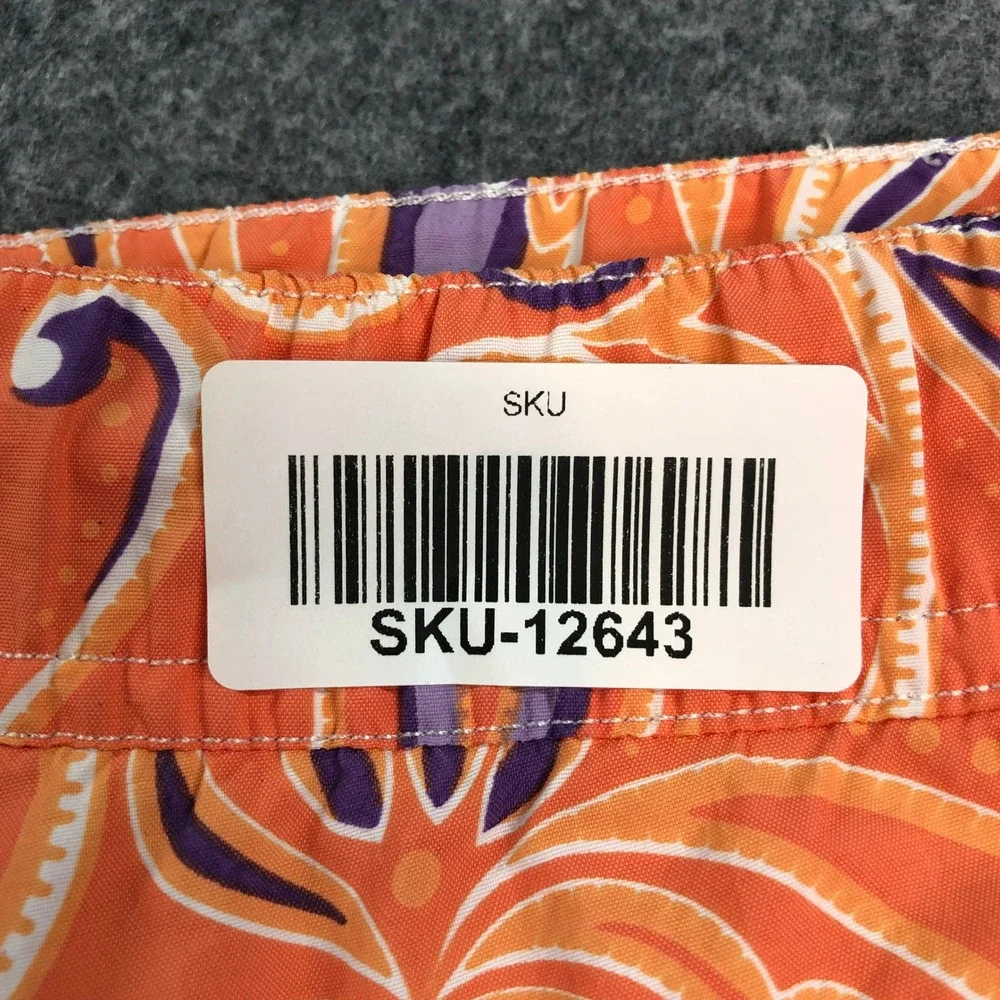 Peter Millar Mens Swim Trunks Large (Fits XXL) Orange Paisley Drawstring Regular